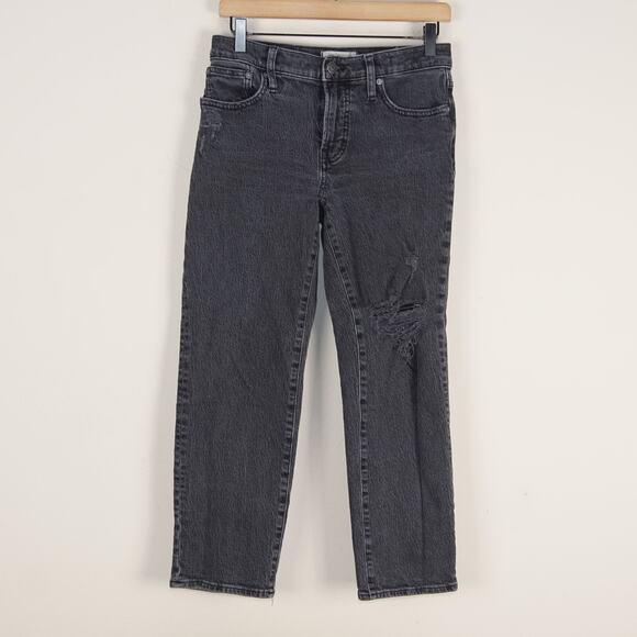 Madewell Mid Rise Perfect Vintage Straight Rosella Wash Black Jeans 26 Petite - Picture 1 of 12